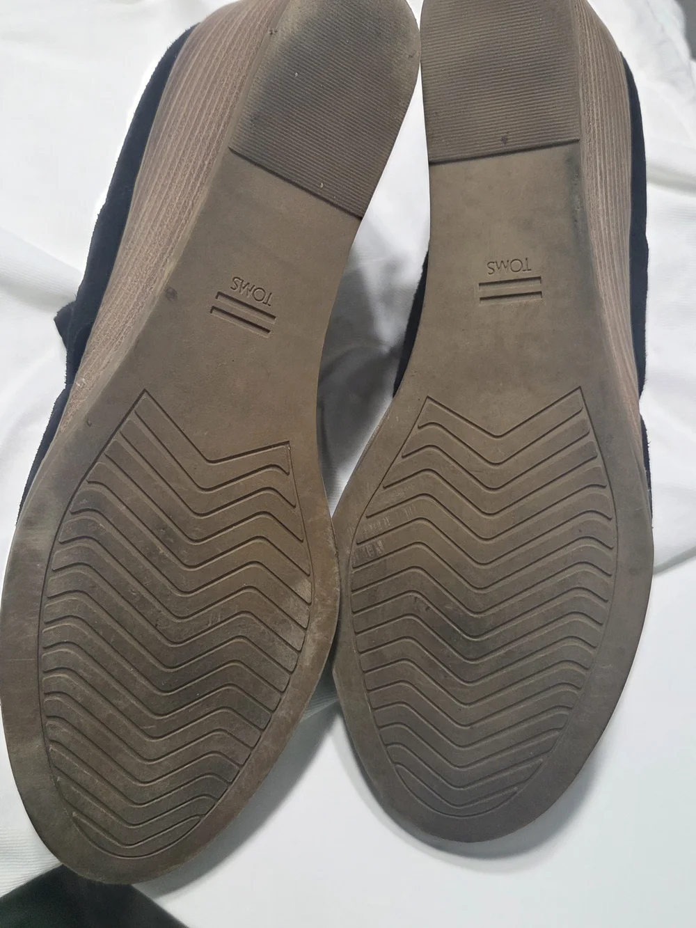 TOMS Goldie Black Suede Wedge Booties with Stacked Heel